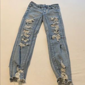 American eagle, ripped, light wash